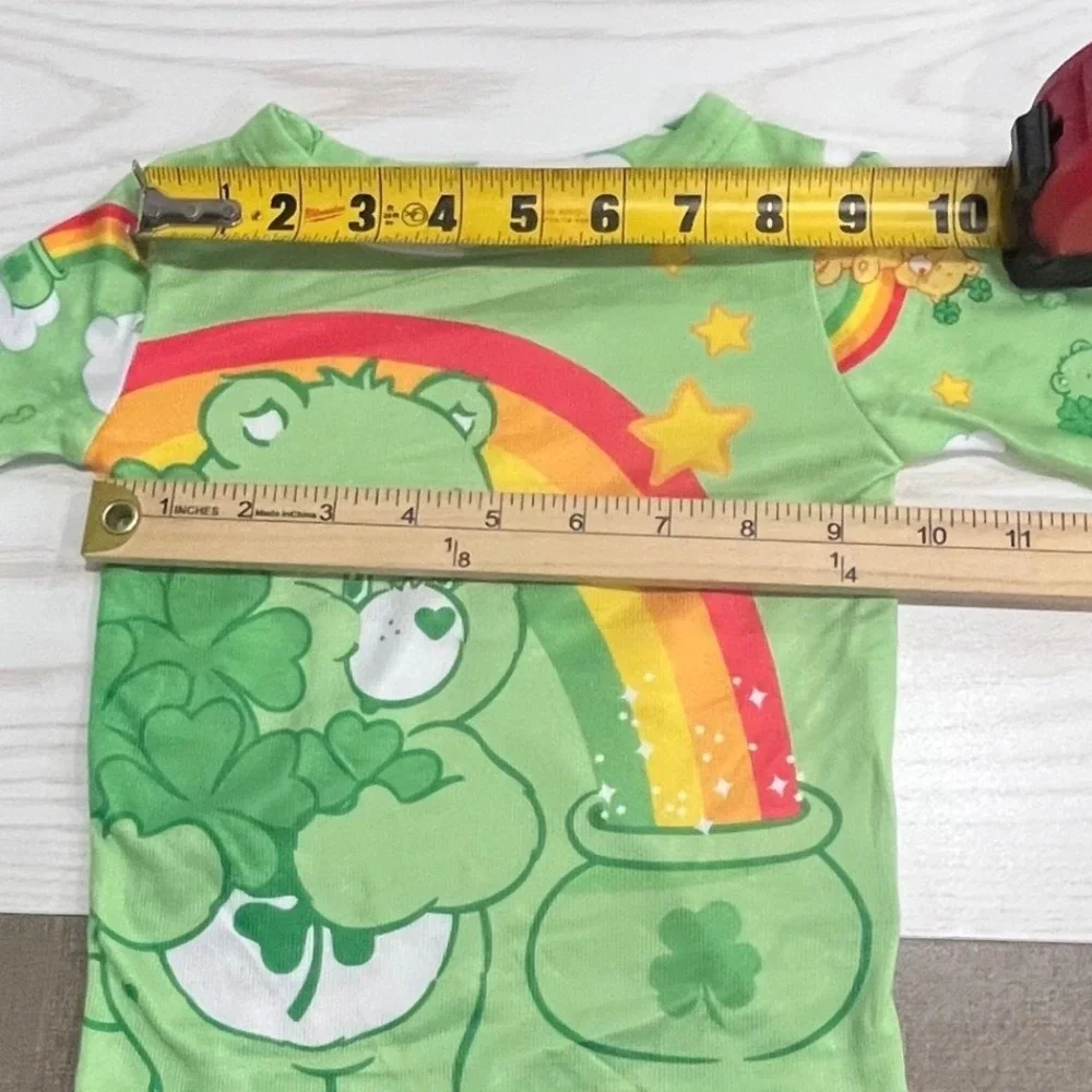 Care Bears Pajama Set Kids 2T Green Good‎ Luck Bear St Patricks Day Rainbow